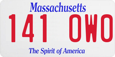 MA license plate 141OW0