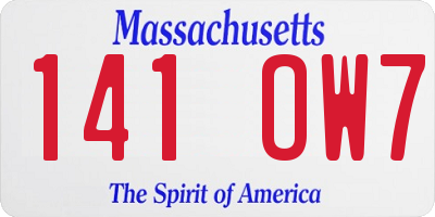 MA license plate 141OW7