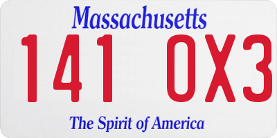 MA license plate 141OX3