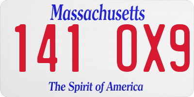 MA license plate 141OX9