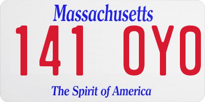MA license plate 141OY0