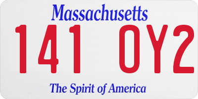 MA license plate 141OY2