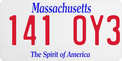 MA license plate 141OY3