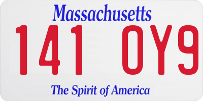 MA license plate 141OY9