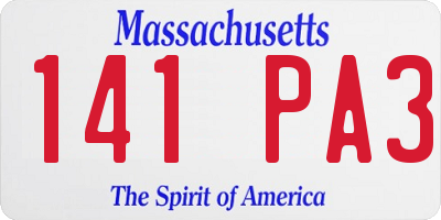 MA license plate 141PA3