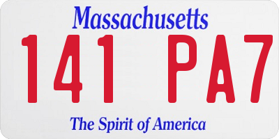 MA license plate 141PA7