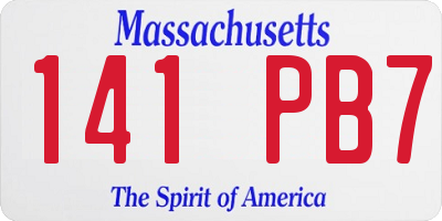 MA license plate 141PB7