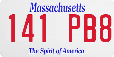 MA license plate 141PB8