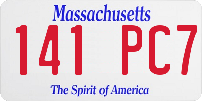 MA license plate 141PC7
