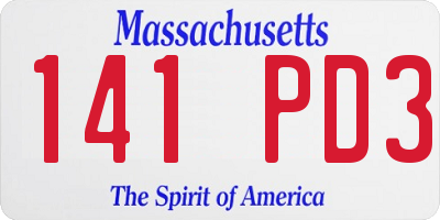 MA license plate 141PD3