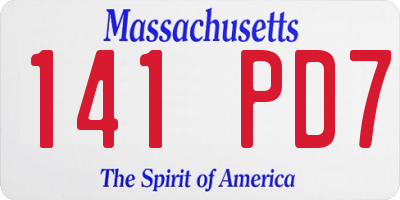 MA license plate 141PD7