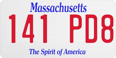 MA license plate 141PD8