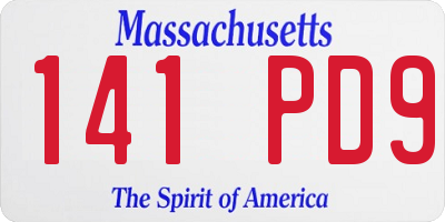 MA license plate 141PD9