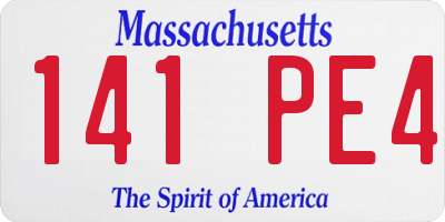 MA license plate 141PE4