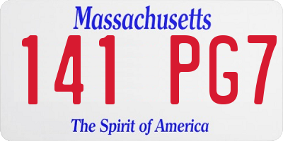MA license plate 141PG7