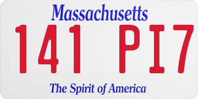 MA license plate 141PI7