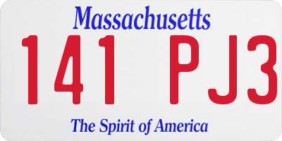 MA license plate 141PJ3