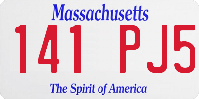MA license plate 141PJ5
