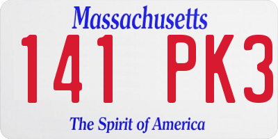 MA license plate 141PK3