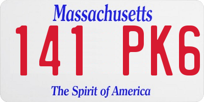 MA license plate 141PK6