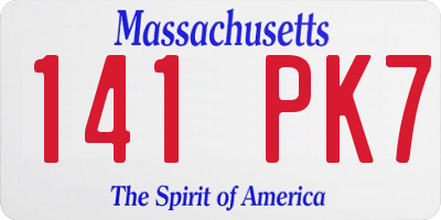 MA license plate 141PK7
