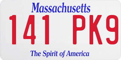 MA license plate 141PK9