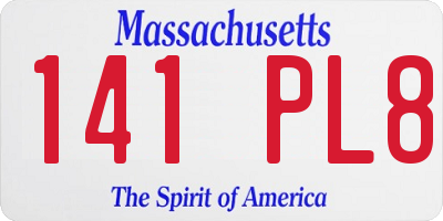 MA license plate 141PL8