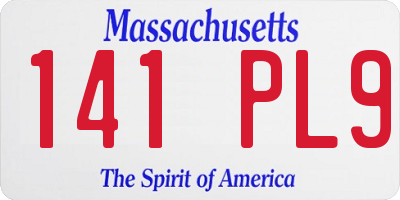 MA license plate 141PL9