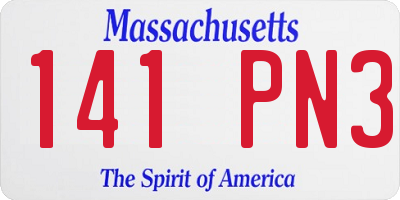 MA license plate 141PN3