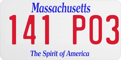 MA license plate 141PO3