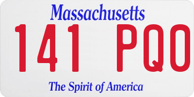 MA license plate 141PQ0