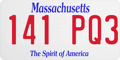 MA license plate 141PQ3