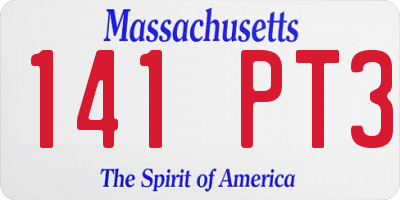 MA license plate 141PT3