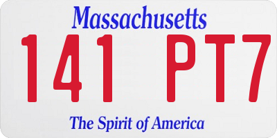 MA license plate 141PT7