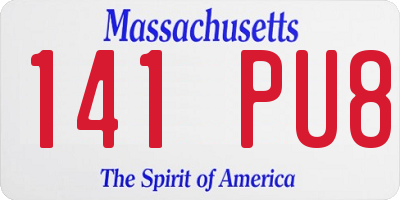 MA license plate 141PU8
