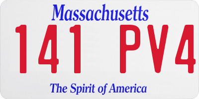 MA license plate 141PV4