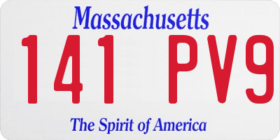 MA license plate 141PV9