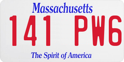 MA license plate 141PW6