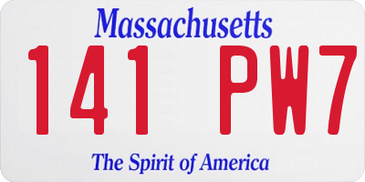MA license plate 141PW7