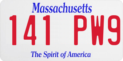 MA license plate 141PW9