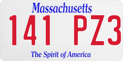 MA license plate 141PZ3