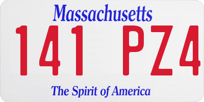 MA license plate 141PZ4