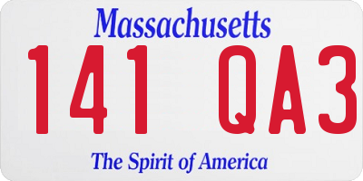 MA license plate 141QA3