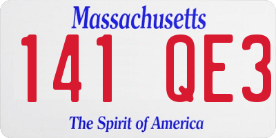 MA license plate 141QE3