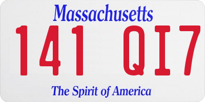 MA license plate 141QI7