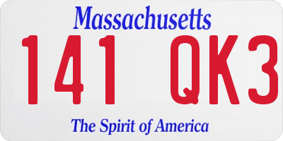 MA license plate 141QK3