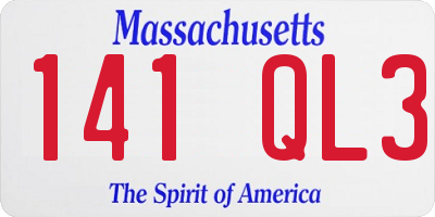 MA license plate 141QL3