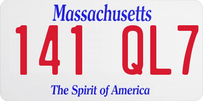 MA license plate 141QL7