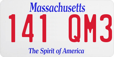MA license plate 141QM3