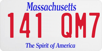 MA license plate 141QM7